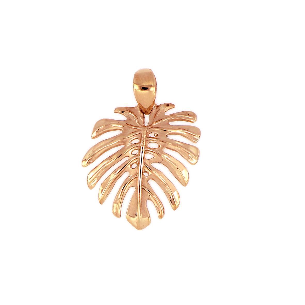 14KT Rose Gold Hawaiian Monstera Leaf Pendant (M)