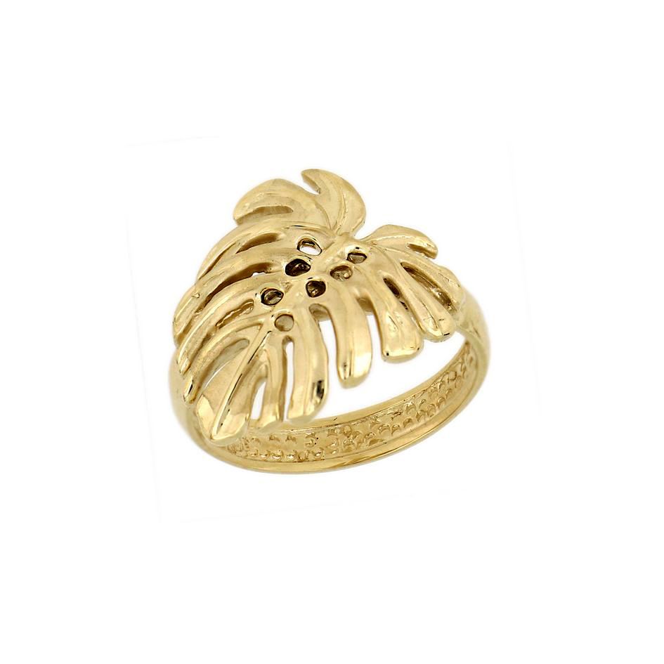 14KT Yellow Gold Hawaiian Monstera Leaf Ring