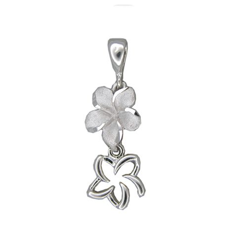 14kt White Gold Double Fancy Plumeria Pendant