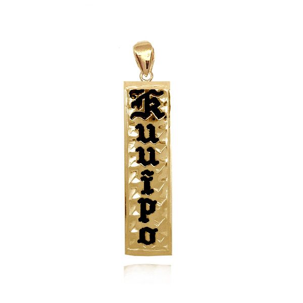 14K Yellow Gold Custom Hawaiian Vertical Pendant 