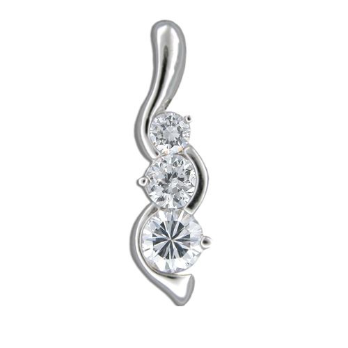 Sterling Silver Triple Clear CZ Vine Pendant 