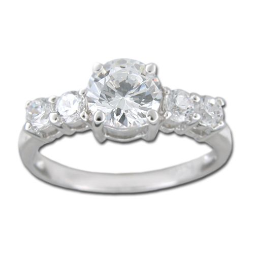 Sterling Silver Minimalist Round-Cut Clear CZ Ring 